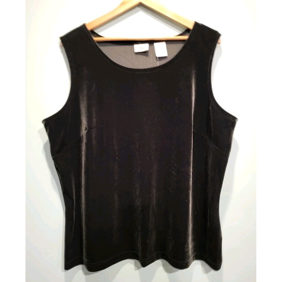 Classic Elements Tops - Vtg Deadstock Black Stretch Velvet Sleeveless Top Sz 20-22w